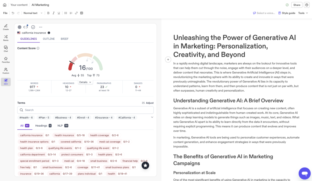 surferseo optimization jasper